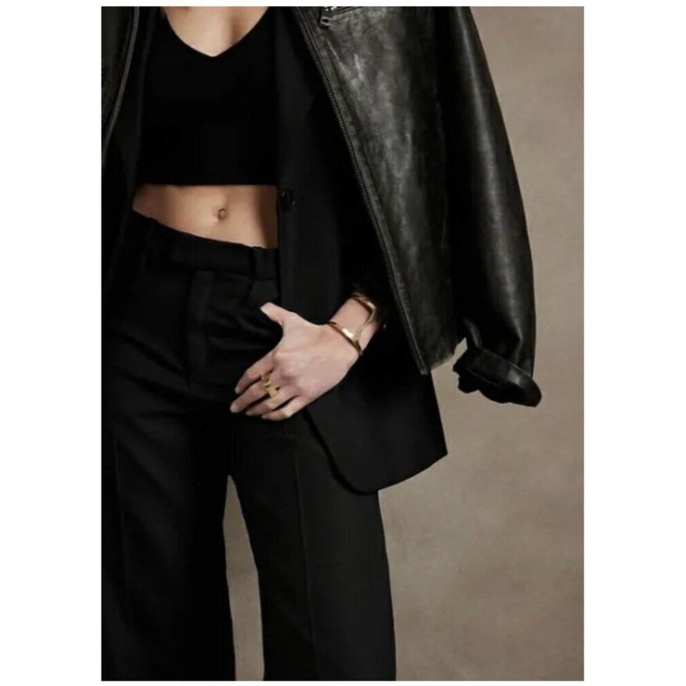 Banana Republic Lido Wide Leg Wool Pant  | Black #746688 - Picture 4 of 16